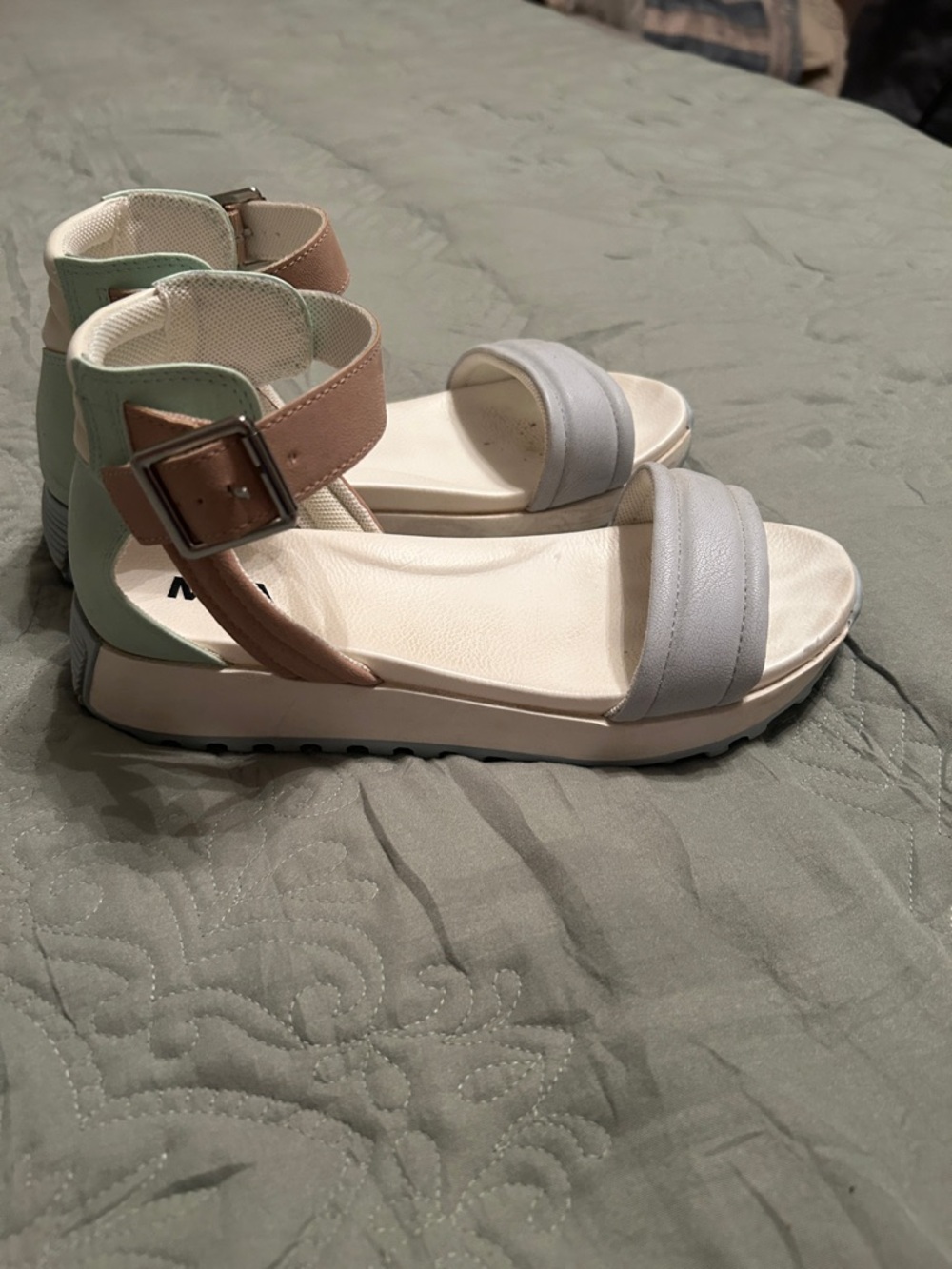 Mia Shoes Pastel Colorblock Ankle-Strap Platform Sandals
